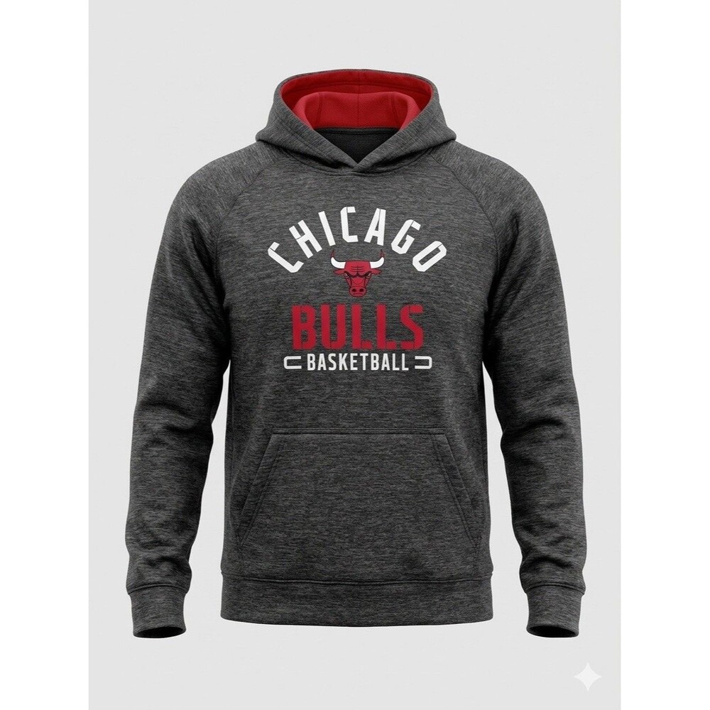 Fanatics Chicago Bulls Hoodie Men's XL Charcoal Gray Red NBA Basketball Pullover